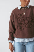 Sudadera bordada: marrón chocolate