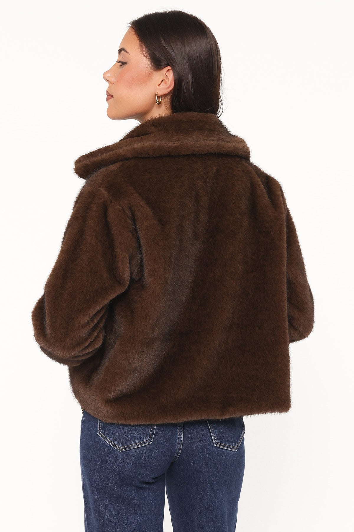 Faux Fur Bomber Jacket - Espresso
