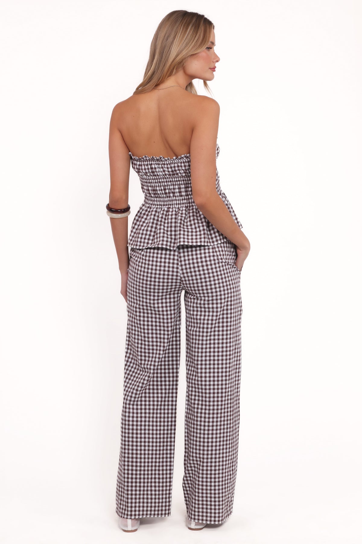 Straight Leg Pants - Brown Gingham