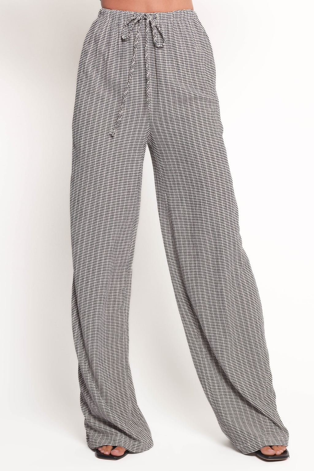 Wide Leg Pants - Black White Check