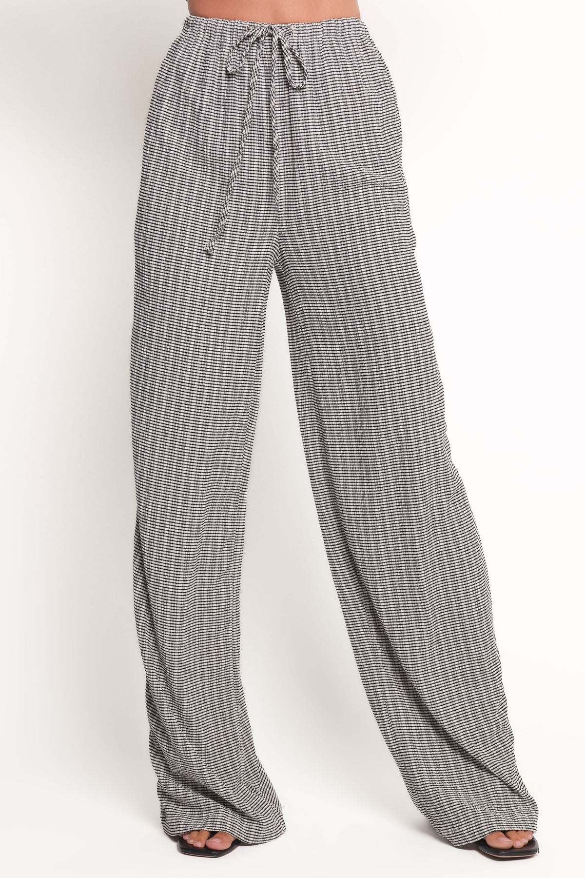 Wide Leg Pants - Black White Check