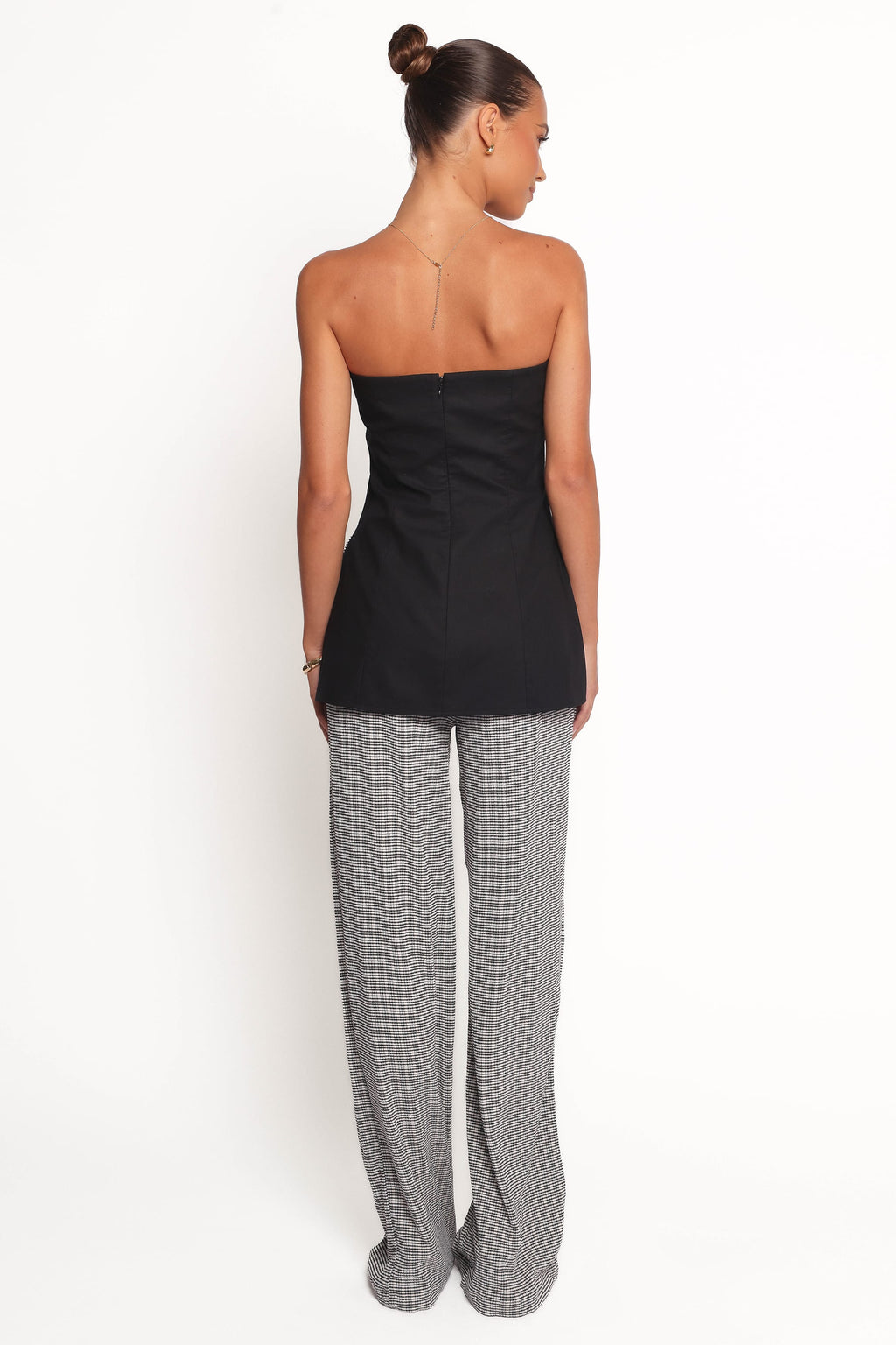 Wide Leg Pants - Black White Check