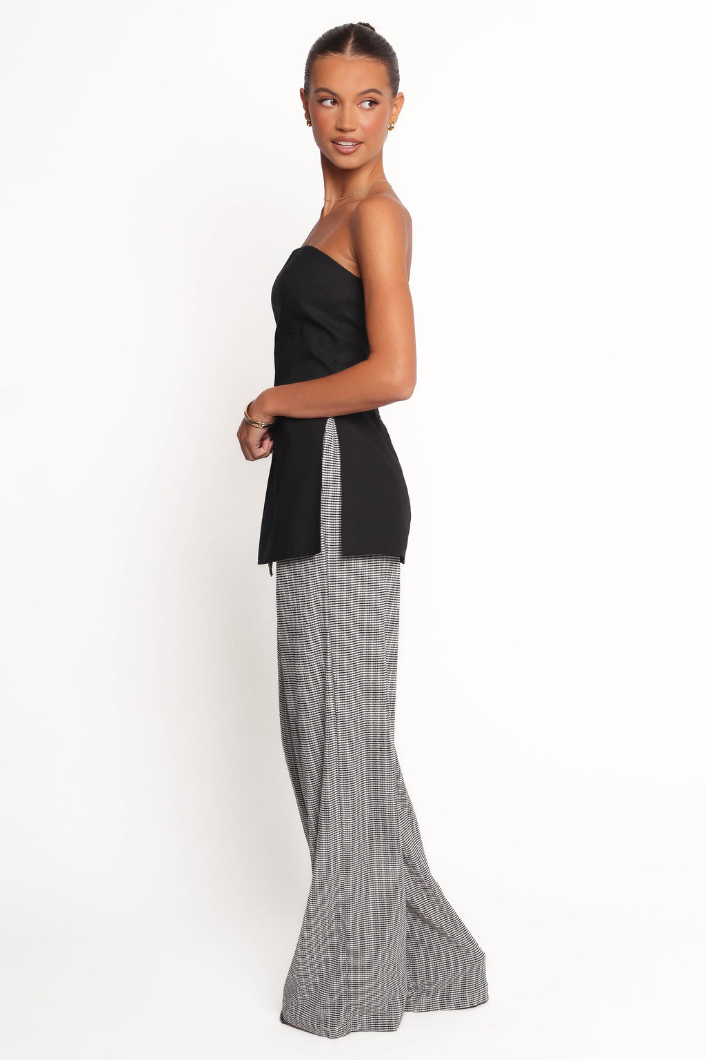 Wide Leg Pants - Black White Check