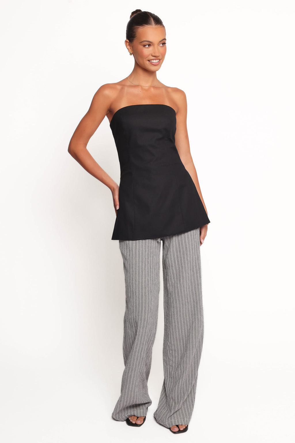 Wide Leg Pants - Black White Check