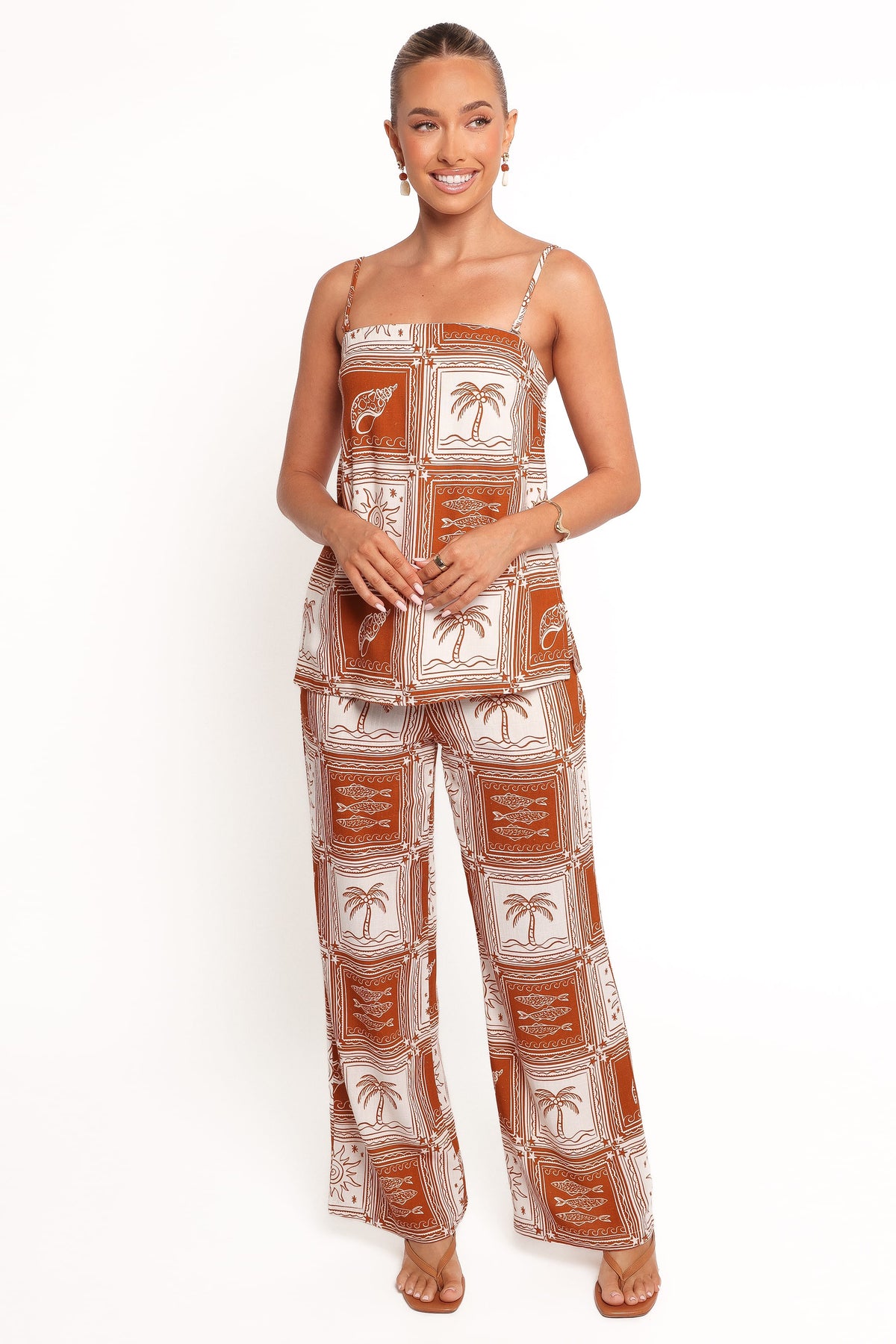 Wide Leg Pants - Tropical Print