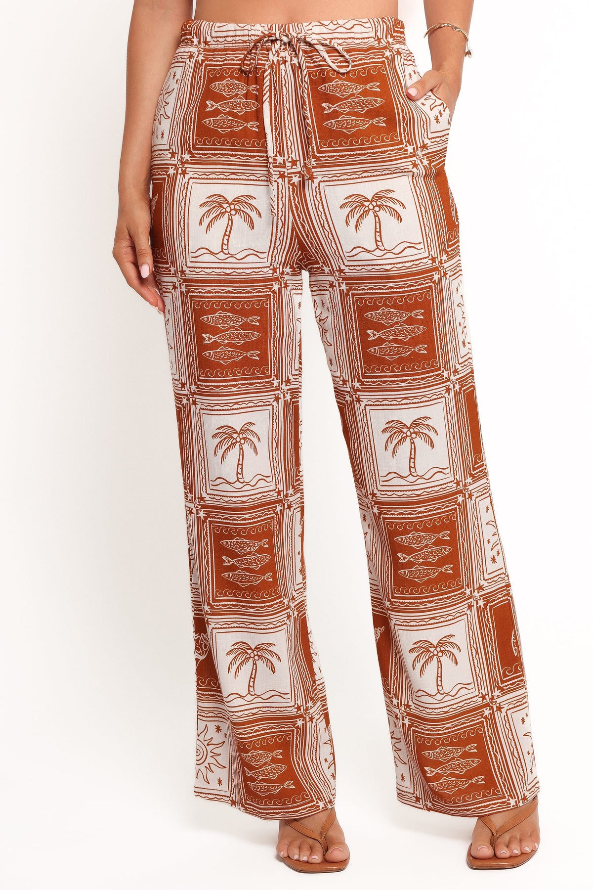 Wide Leg Pants - Tropical Print