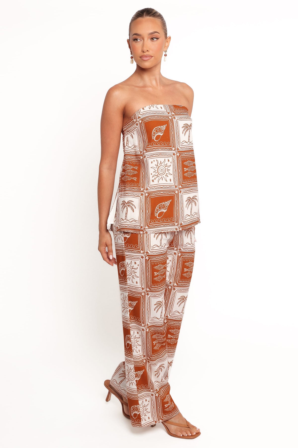 Wide Leg Pants - Tropical Print