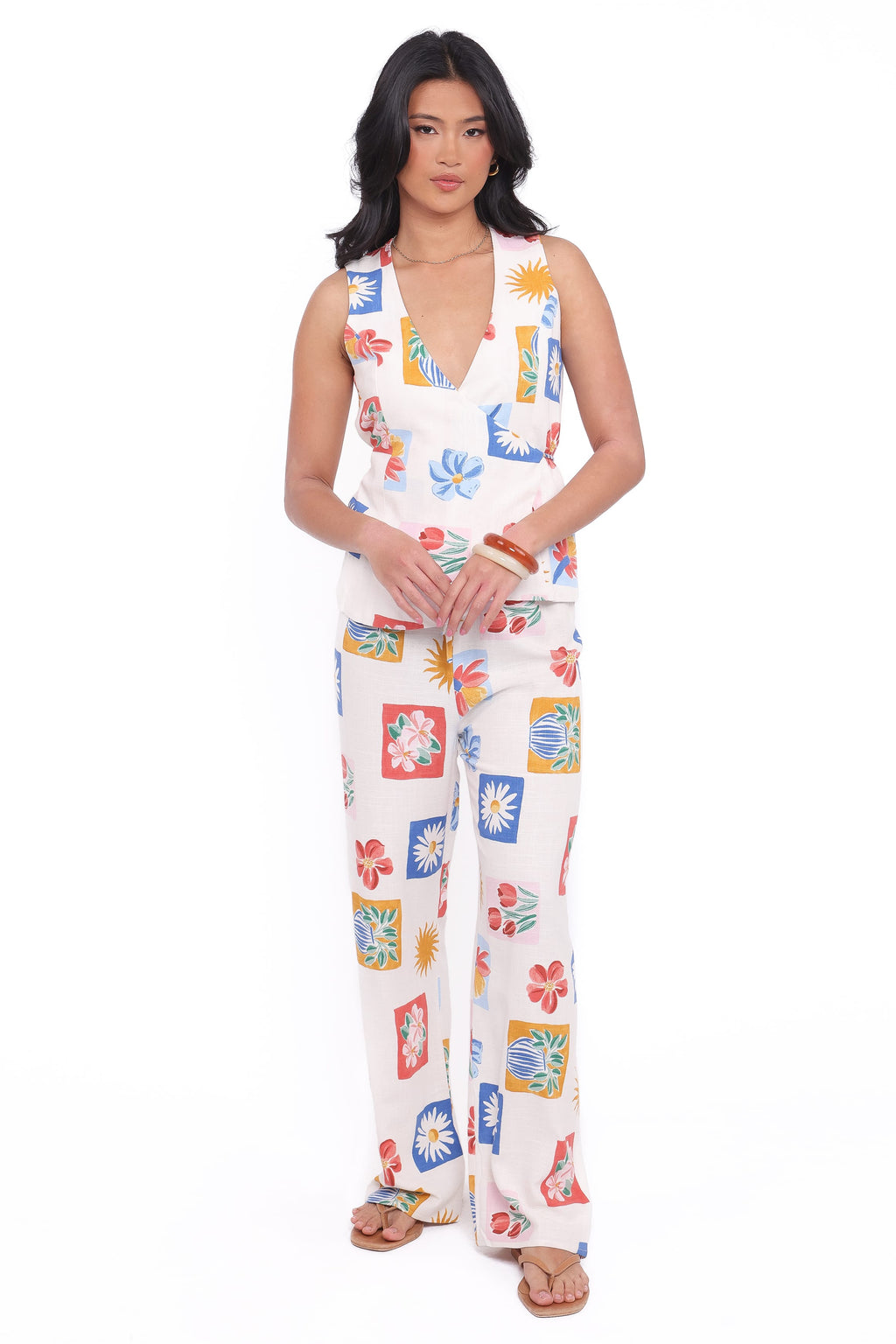 Hose mit weitem Bein – Tulpenmuster