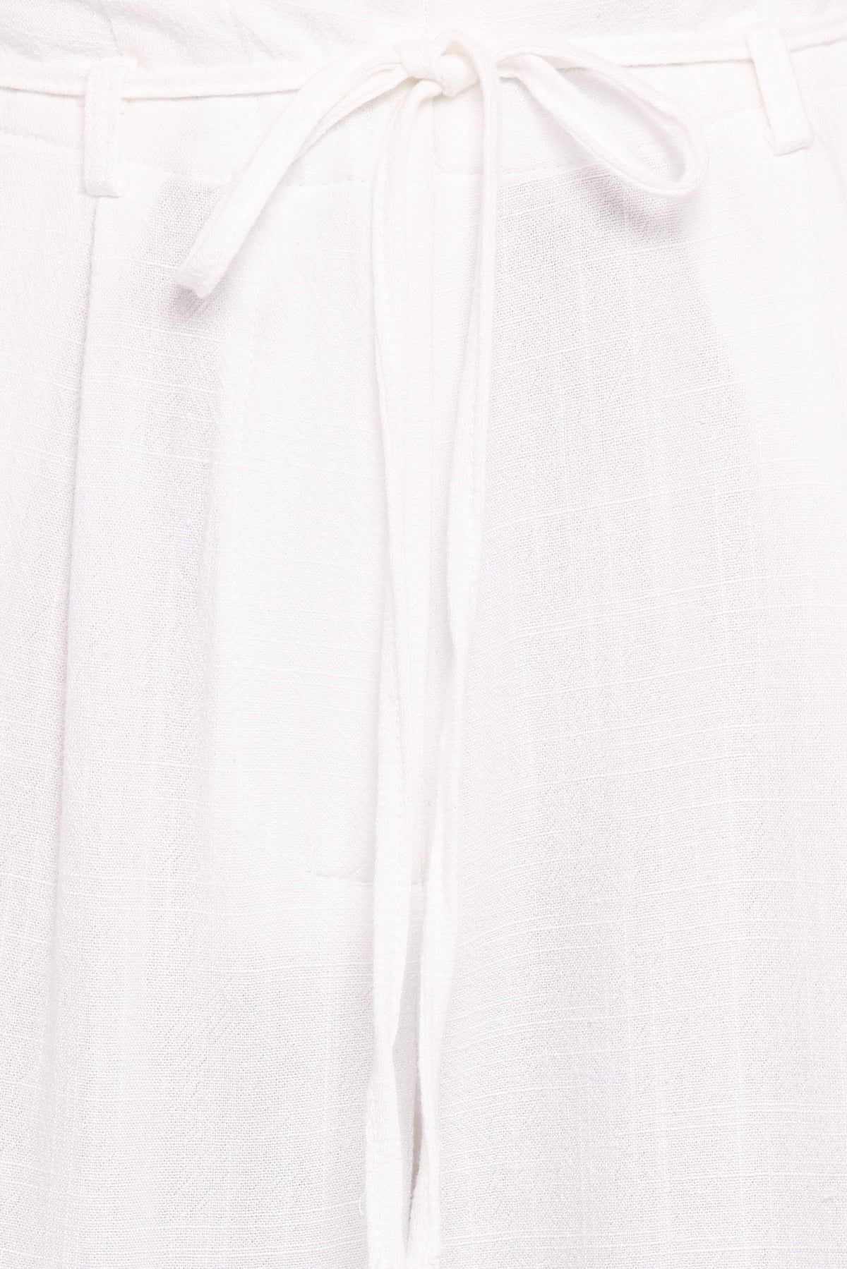 Wide Leg Linen Blend Pant - White