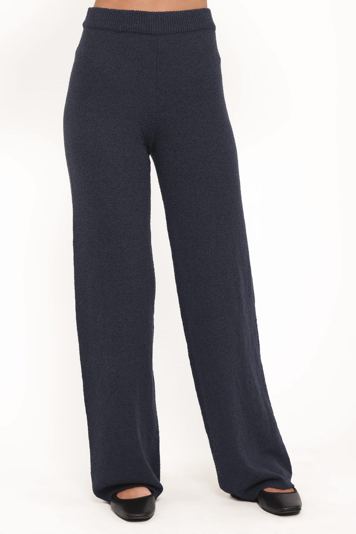Straight Leg Knit Pants - Navy