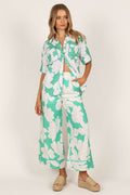 Wide Leg Pants - Green Floral