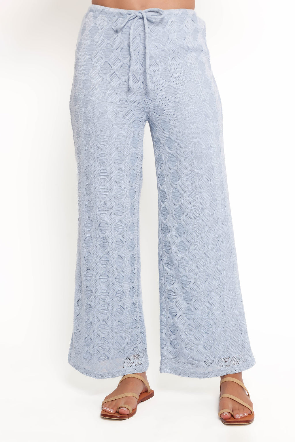 Strickhosen mit weitem Bein – blau