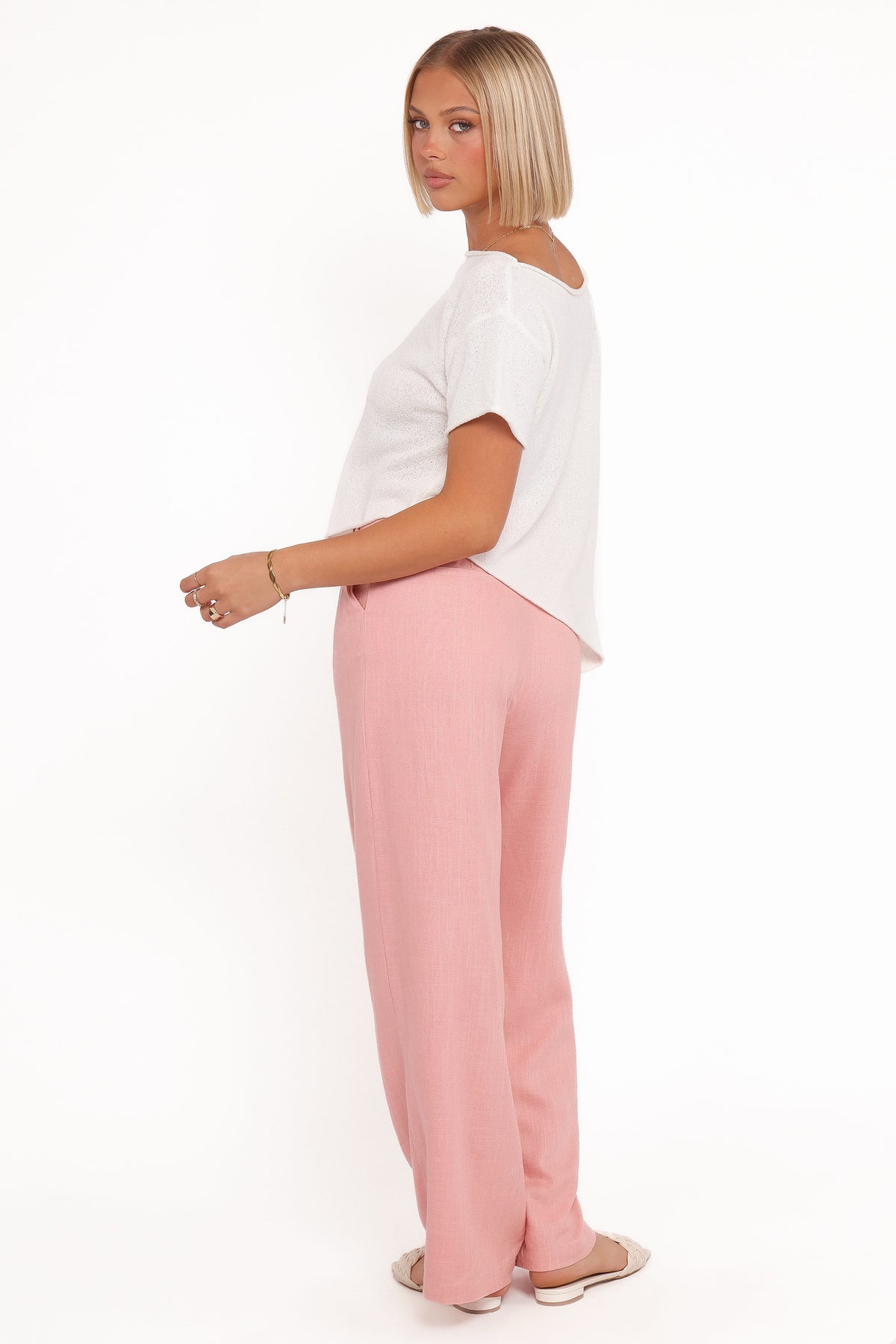 Linen Pants - Light Pink Pleat
