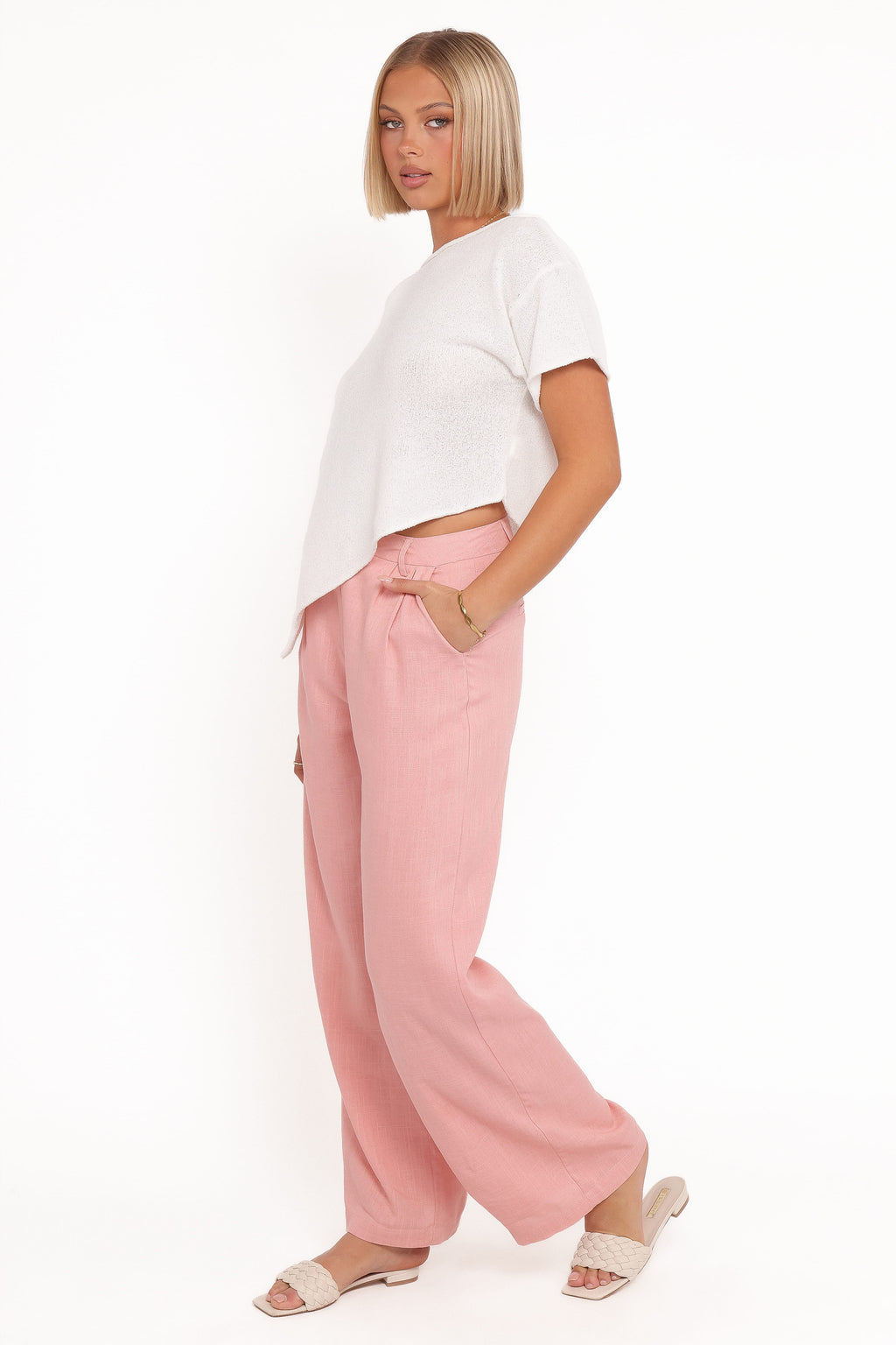 Linen Pants - Light Pink Pleat