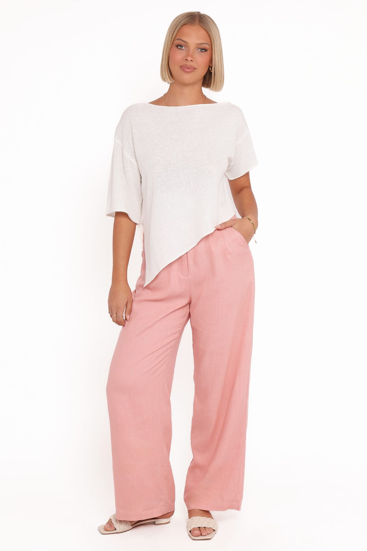 Linen Pants - Light Pink Pleat