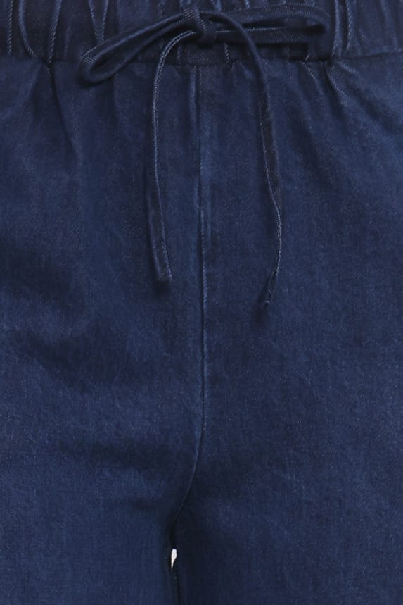 Wide Leg Chambray Pants - Mid Dark