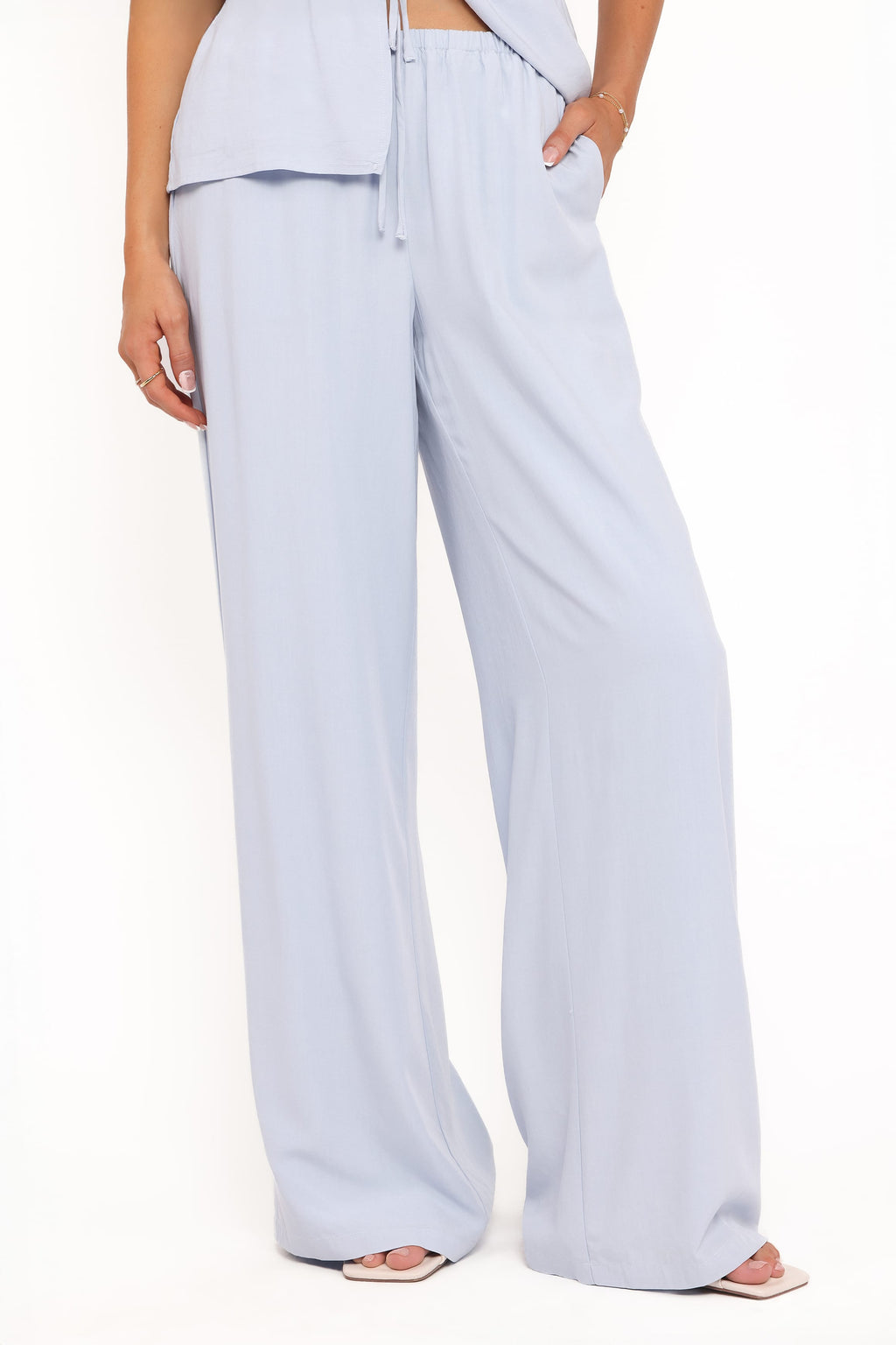 Wide Leg Palazzo Pants - Pale Blue
