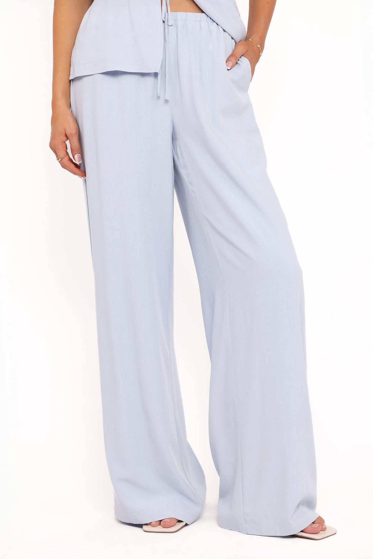 Wide Leg Palazzo Pants - Pale Blue