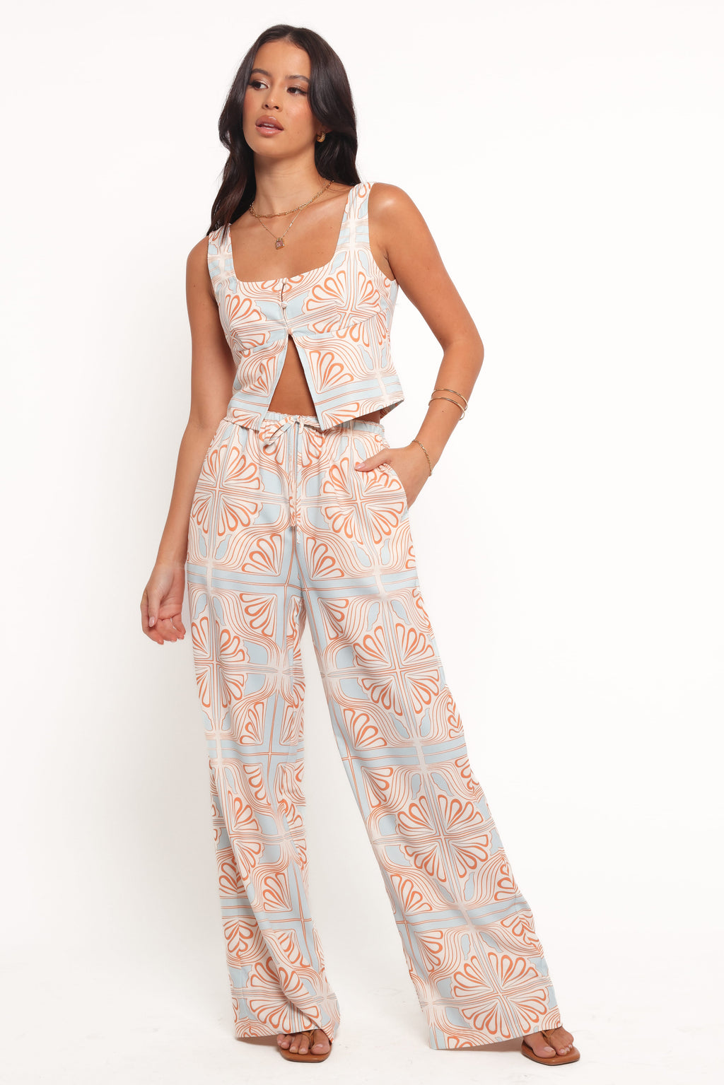 High Waist Pants - Geometric Print