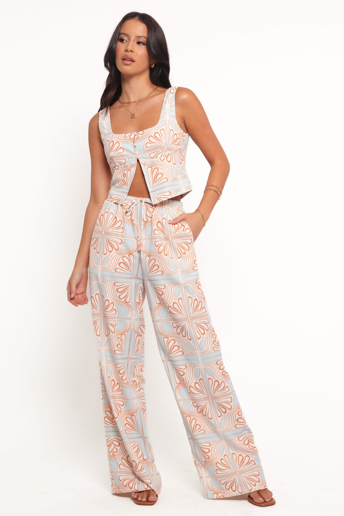 High Waist Pants - Geometric Print