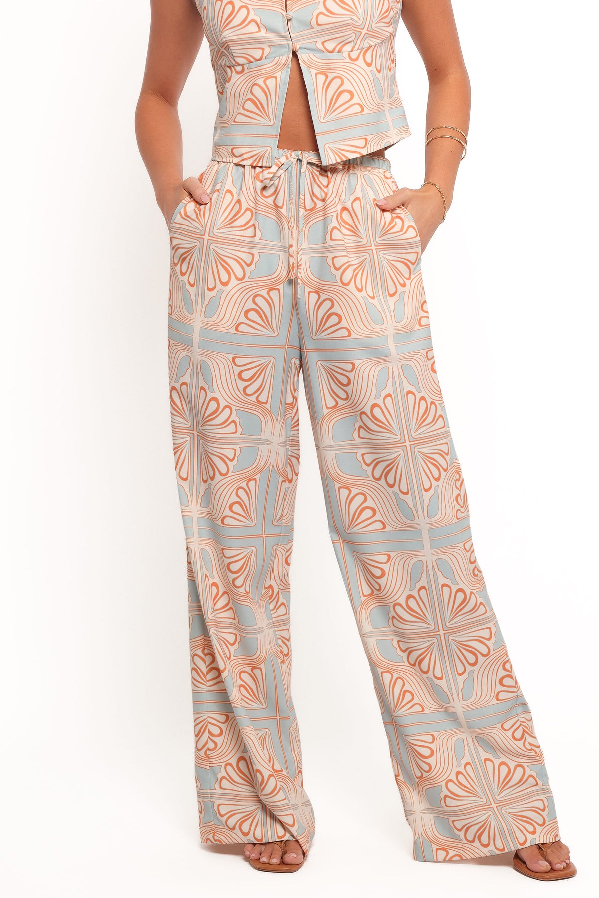 High Waist Pants - Geometric Print