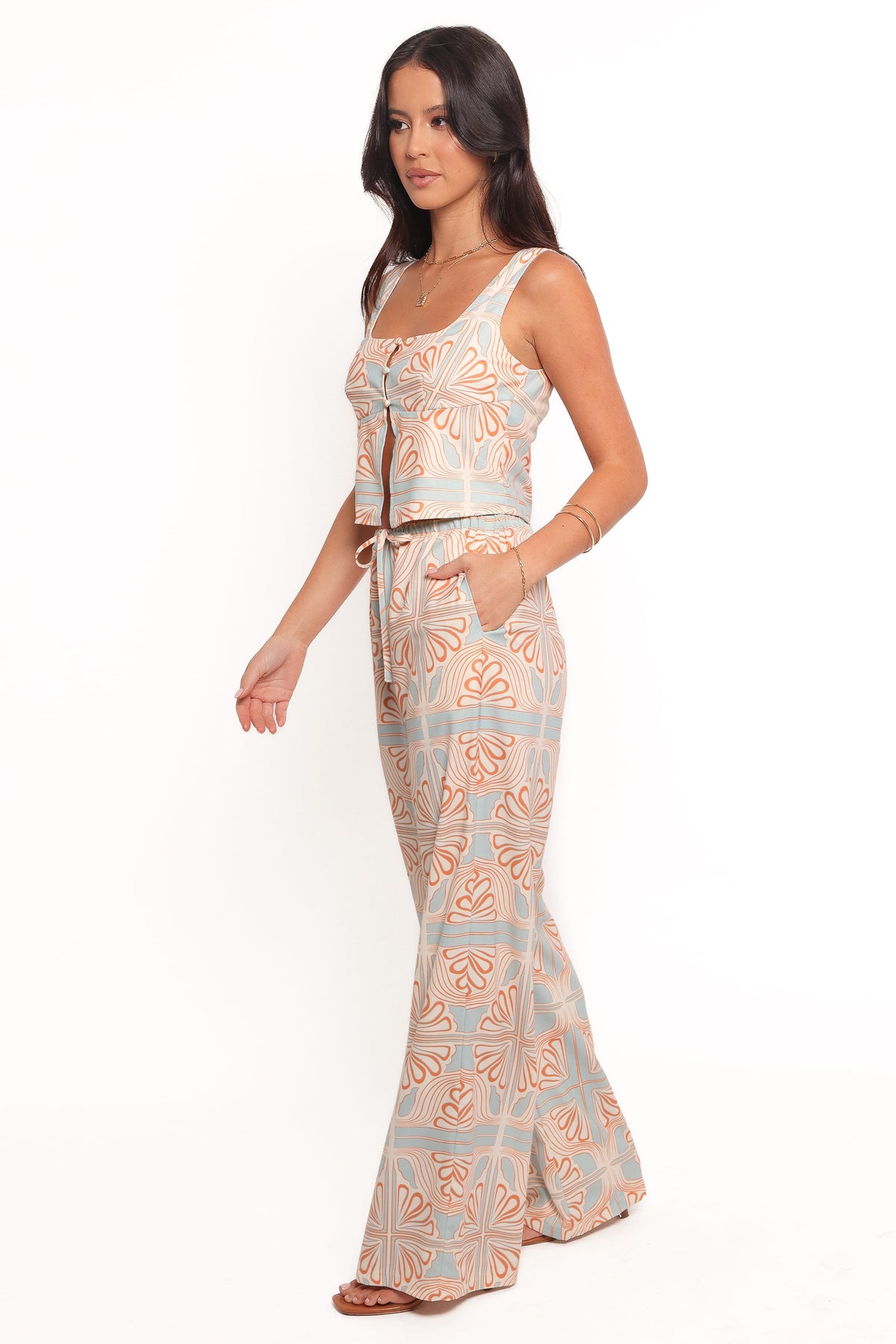 High Waist Pants - Geometric Print