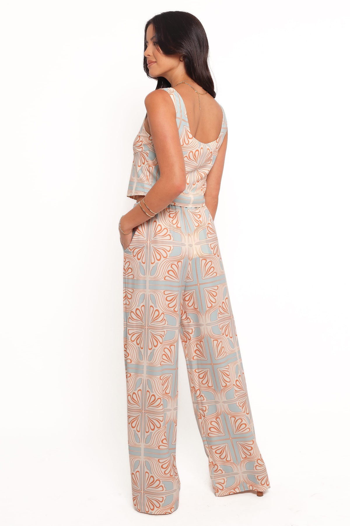 High Waist Pants - Geometric Print