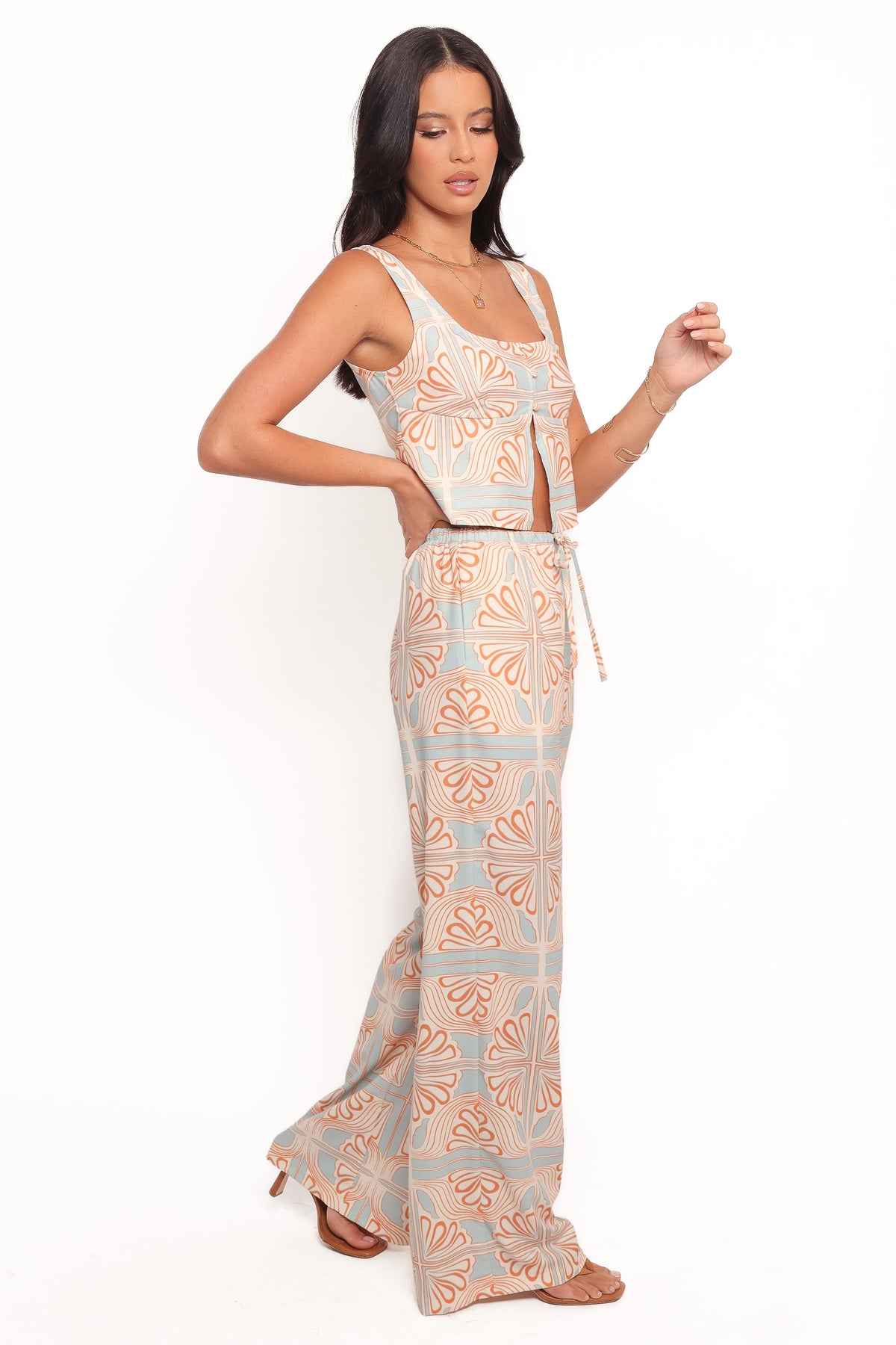 High Waist Pants - Geometric Print