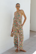 Straight Leg Pants - Olive Stamp Print