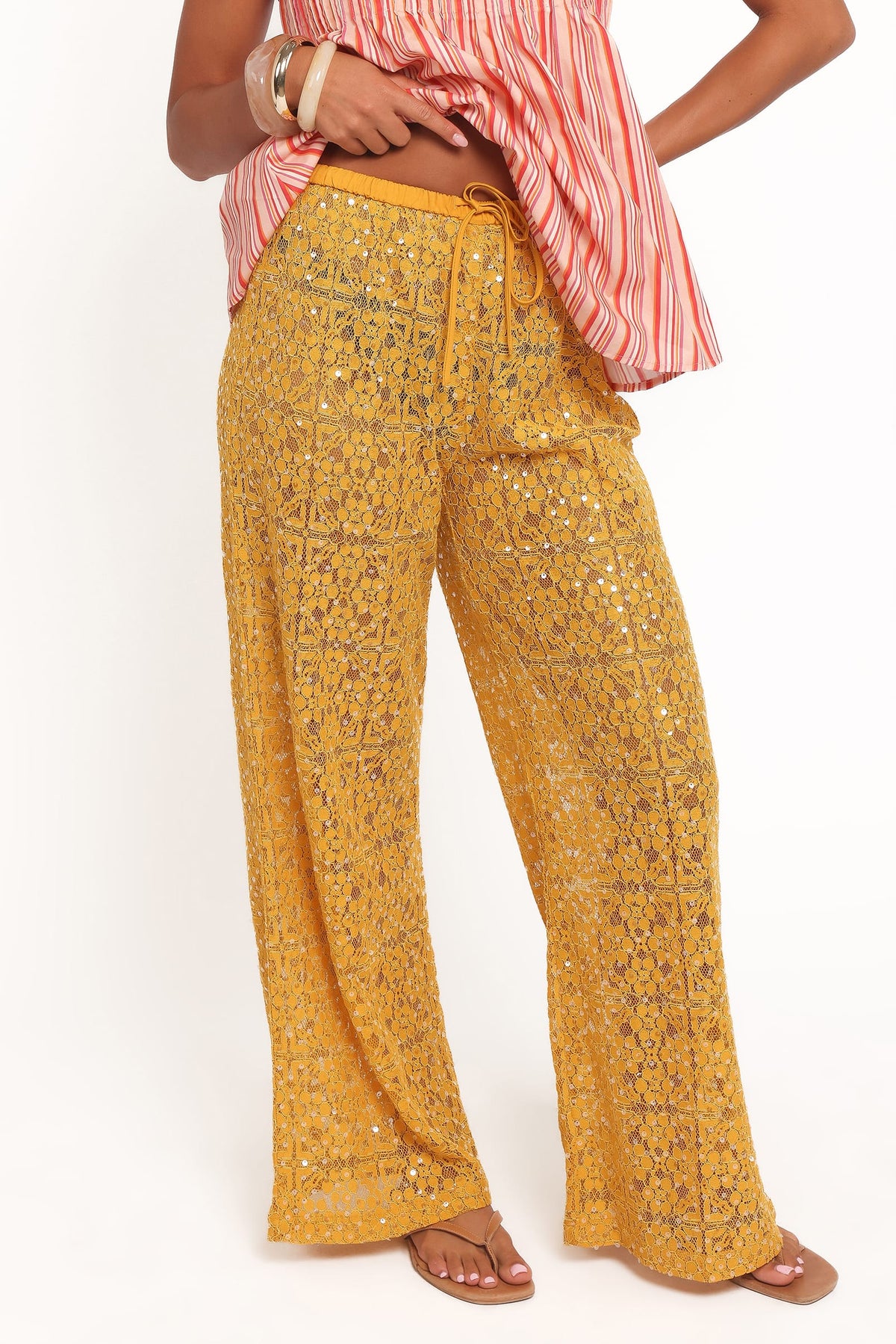 Wide Leg Sequin Lace Pants