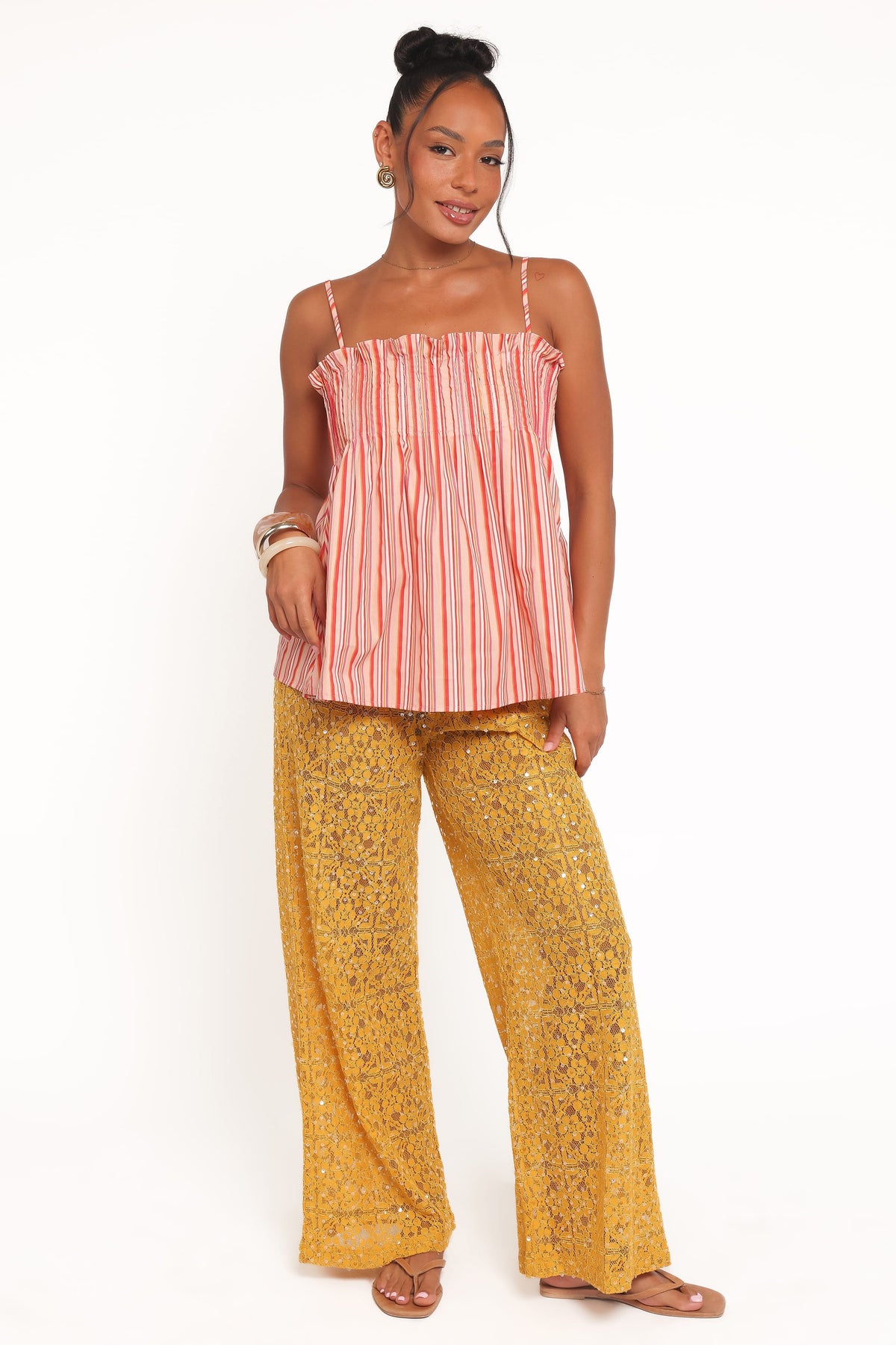 Wide Leg Sequin Lace Pants