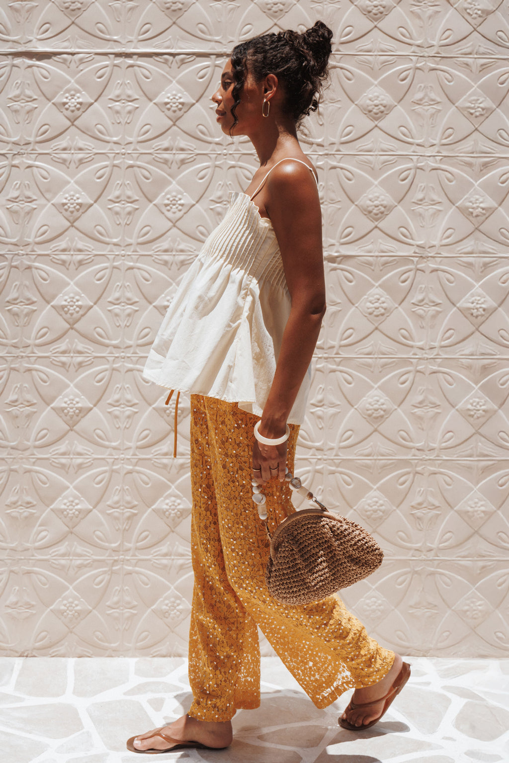 Wide Leg Sequin Lace Pants