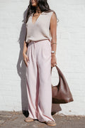 Pantalones de pierna ancha - plisado rosa pálido