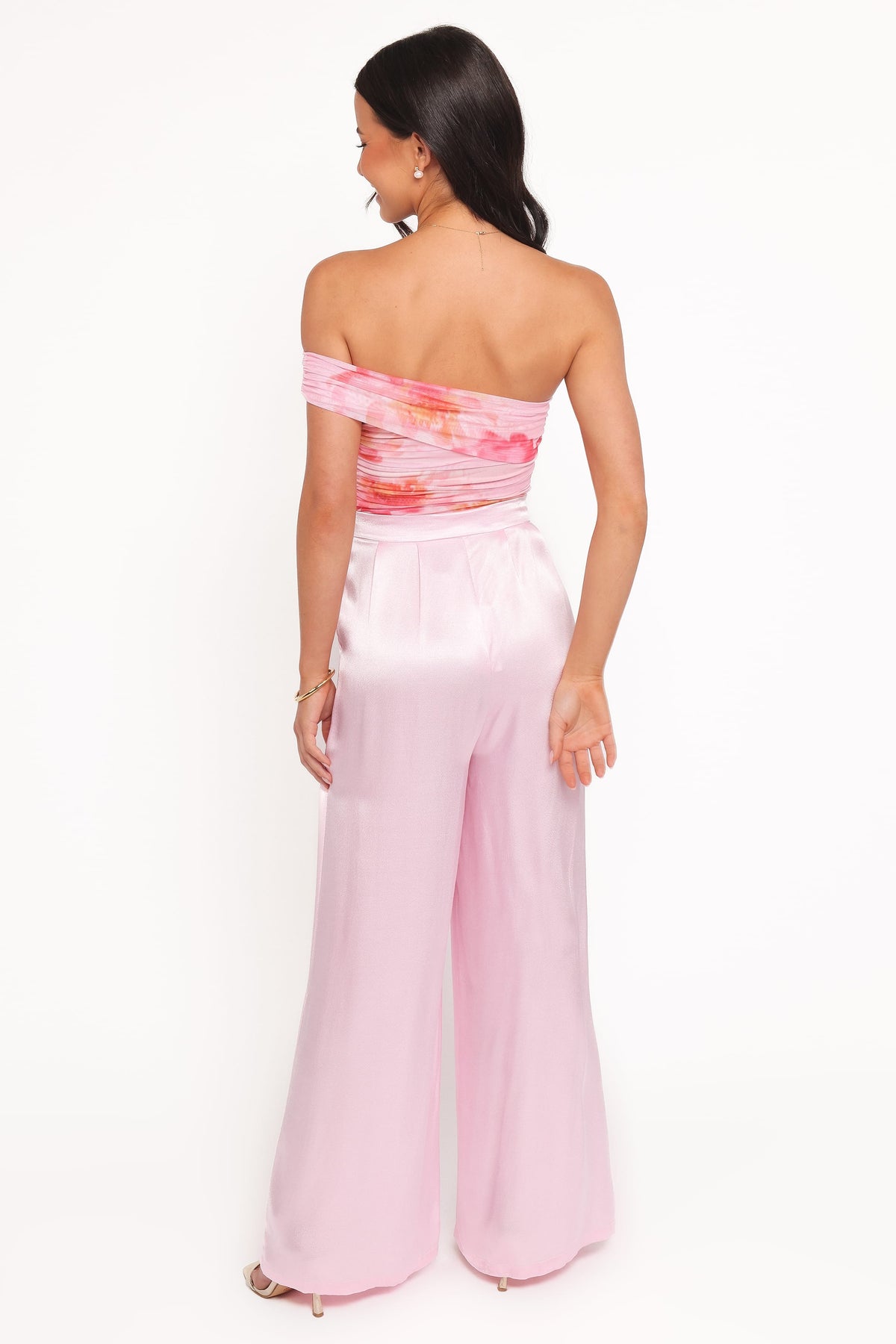 Wide Leg Pants - Pink Pleat