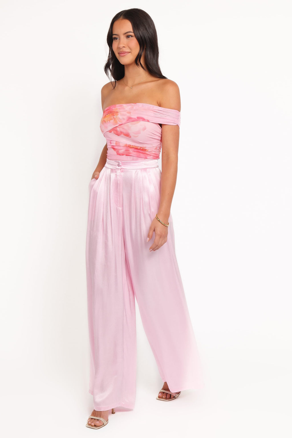 Hose mit weitem Bein – Rosa, plissiert