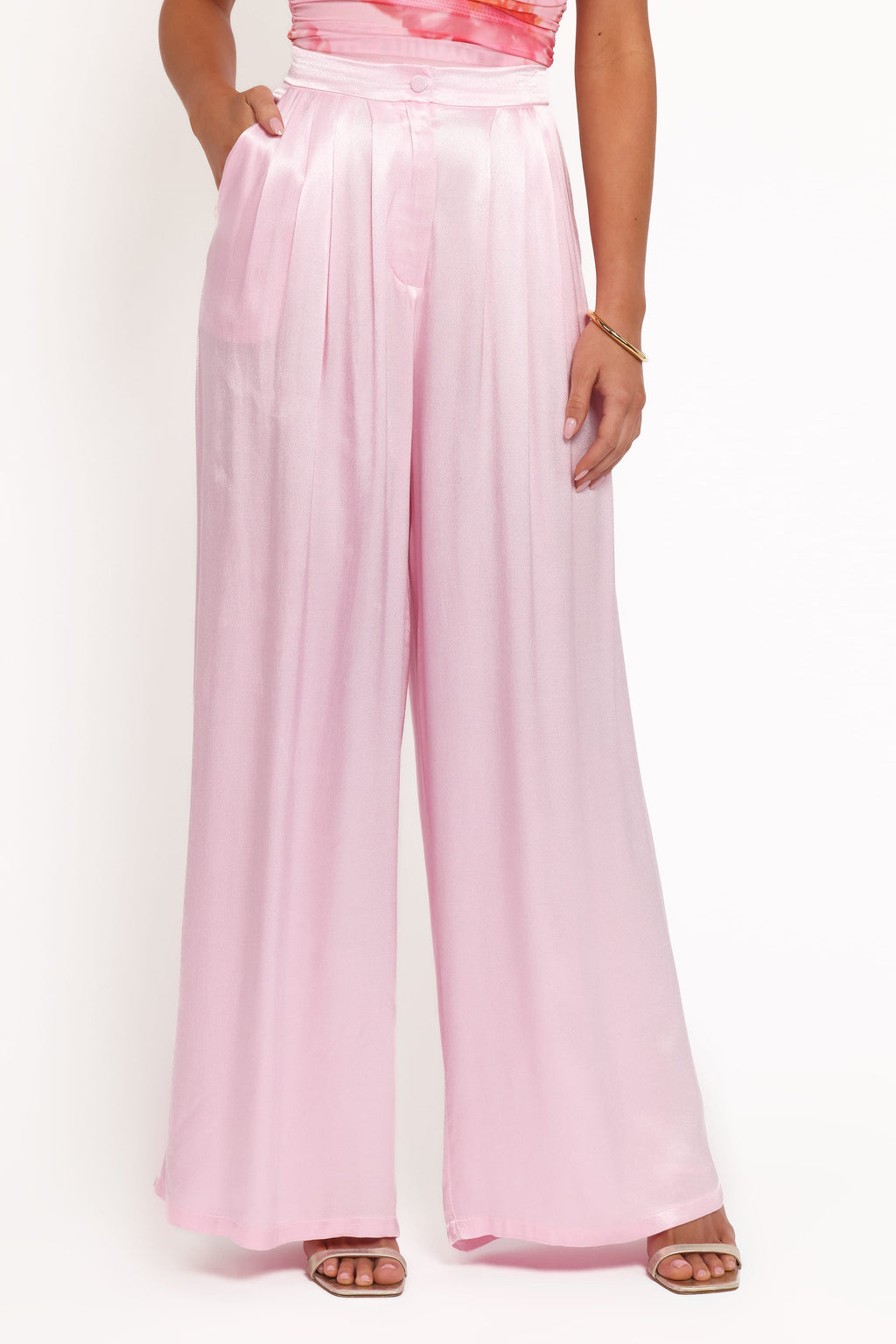 Hose mit weitem Bein – Rosa, plissiert
