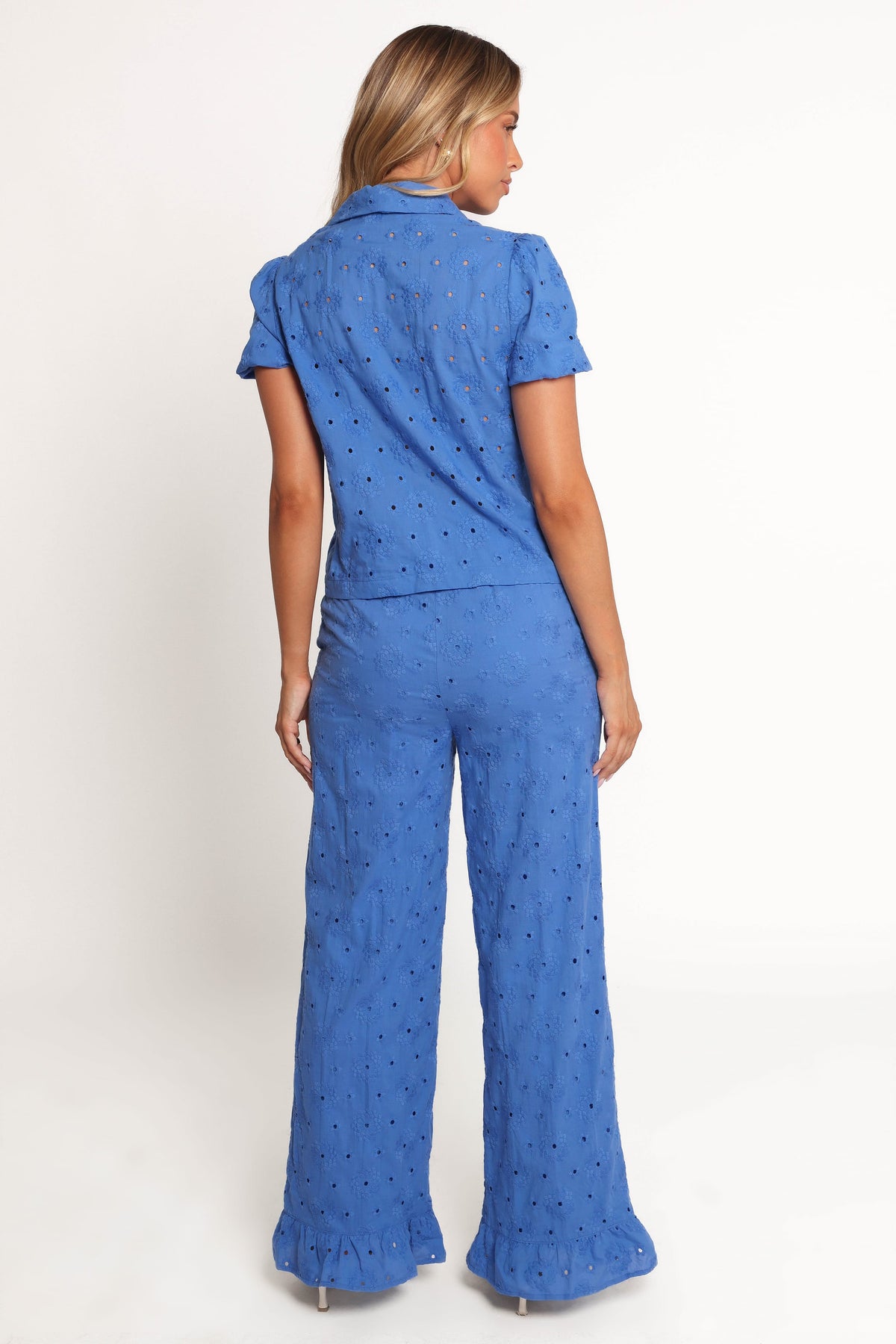 Straight Leg Embroidered Pants - Cobalt