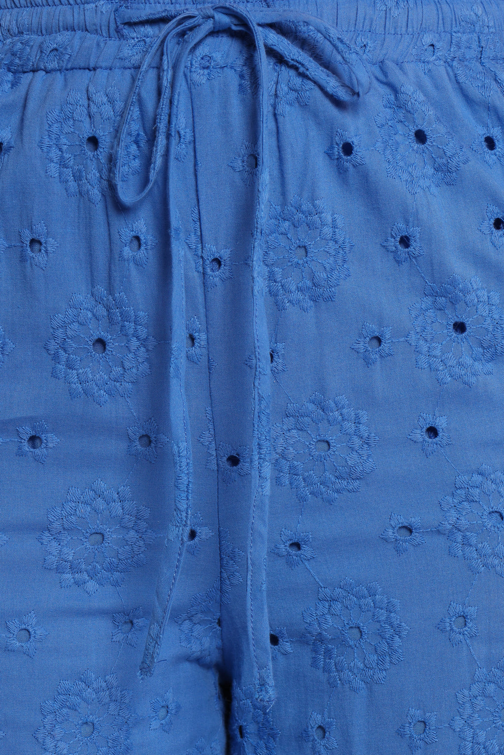 Straight Leg Embroidered Pants - Cobalt