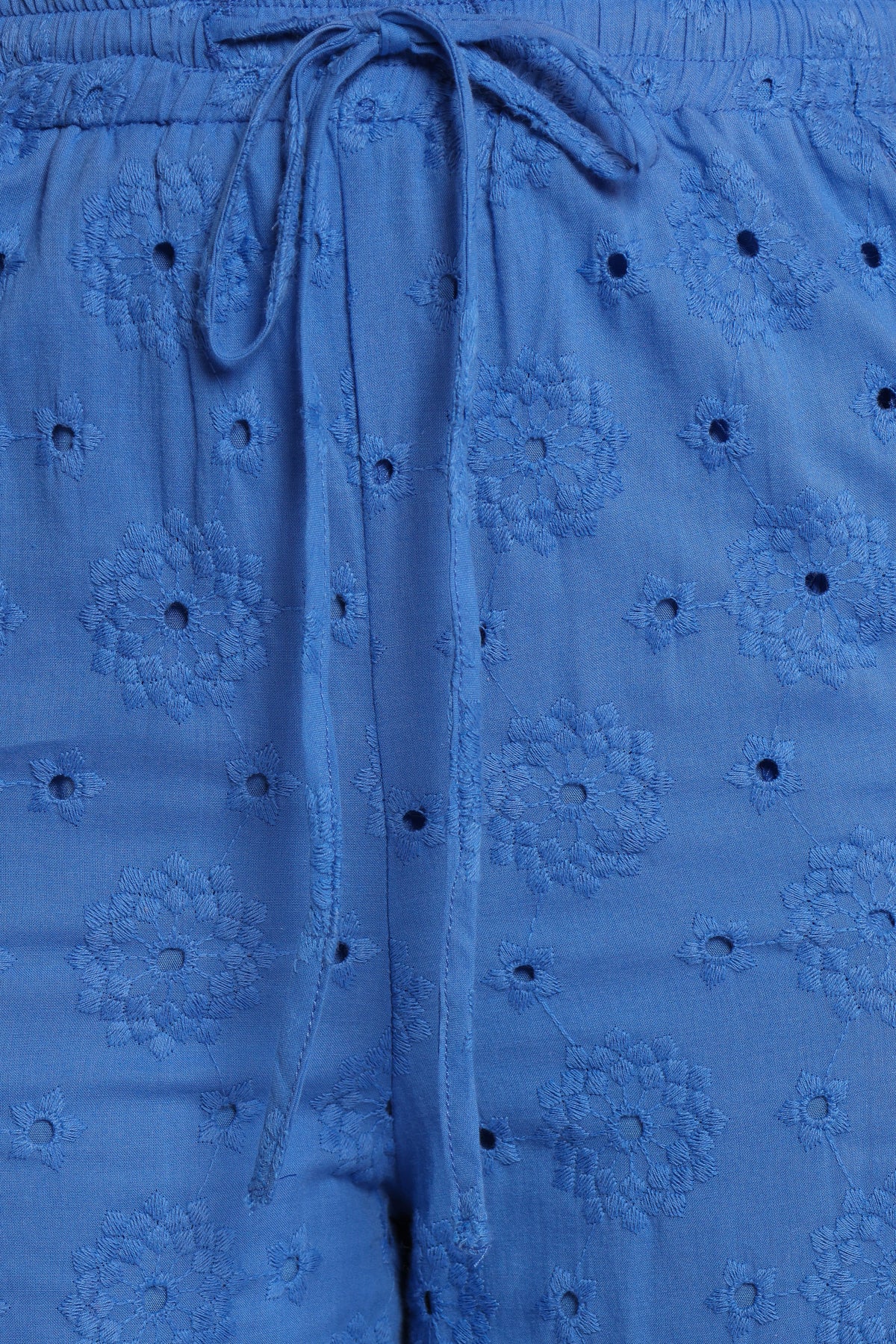 Straight Leg Embroidered Pants - Cobalt