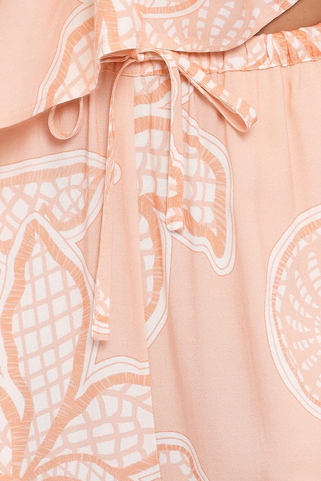 Hose mit weitem Bein – Pfirsichfarbenes Blumenmuster