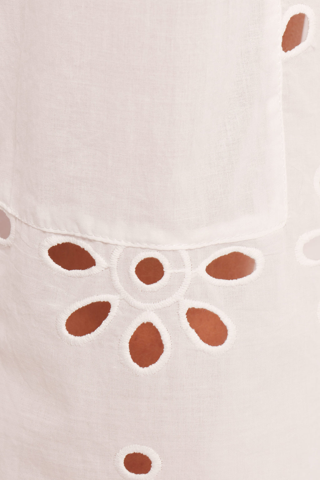Straight Leg Pants - White Floral Cut Out
