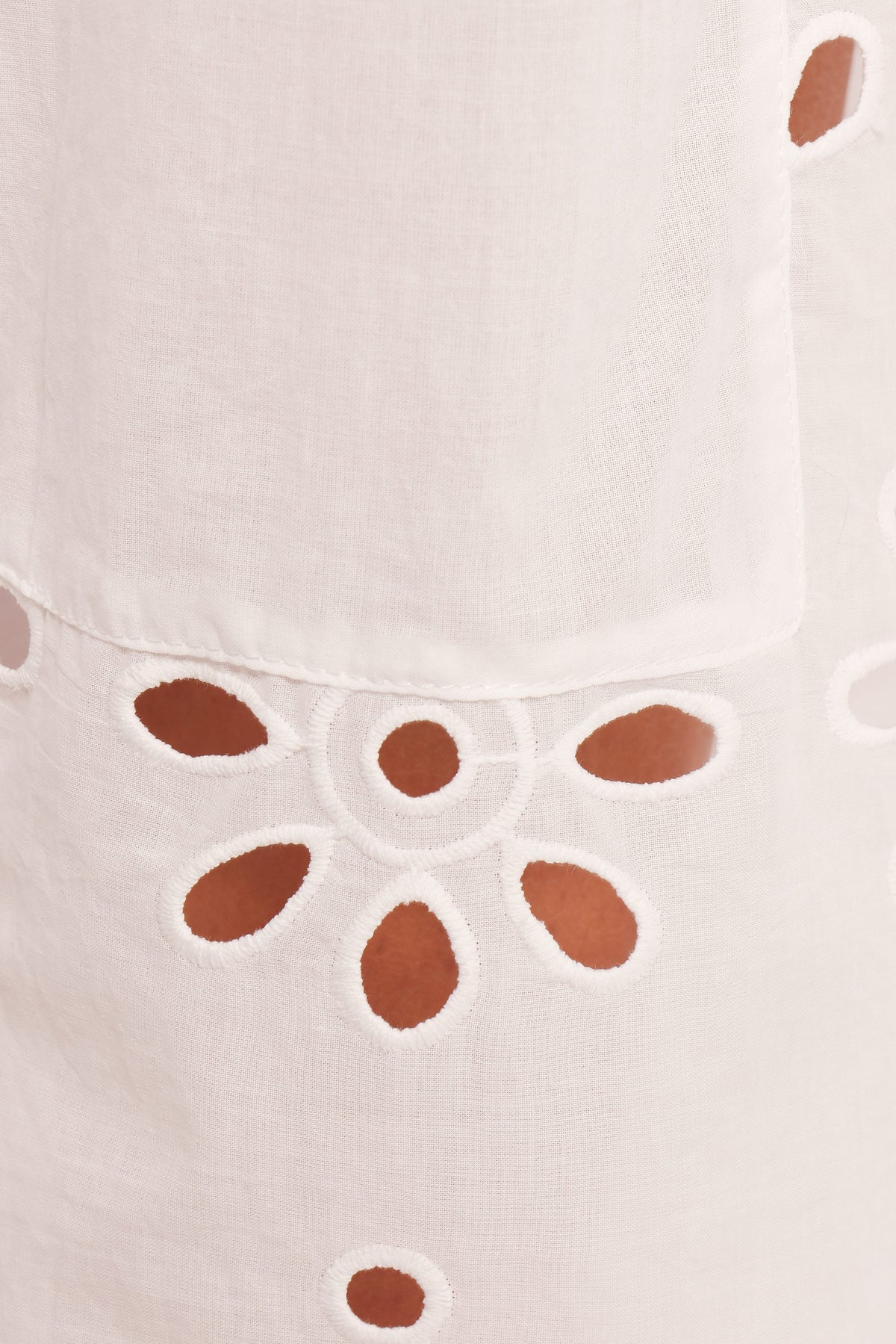 Straight Leg Pants - White Floral Cut Out