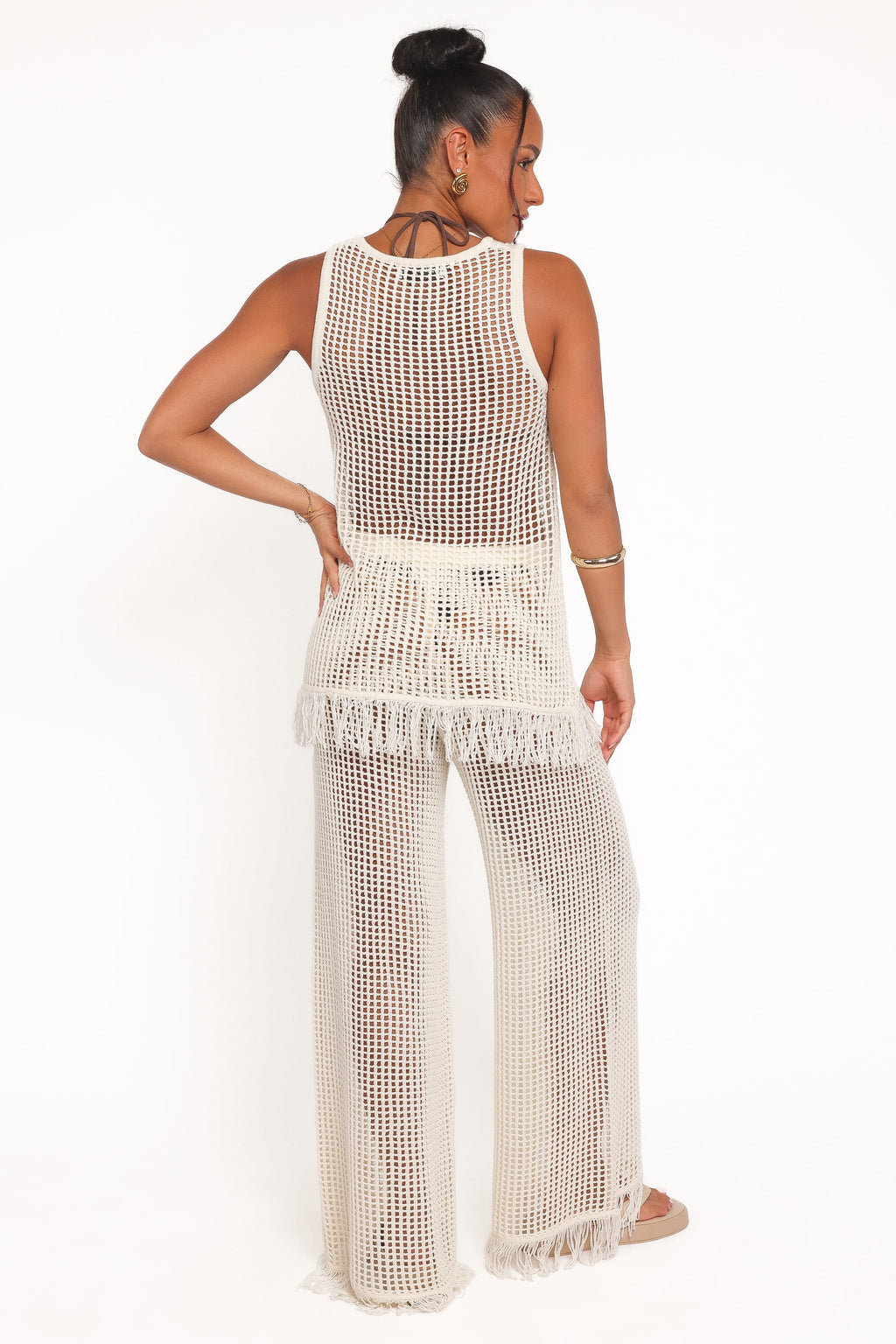 Wide Leg Knit Pants - Off White