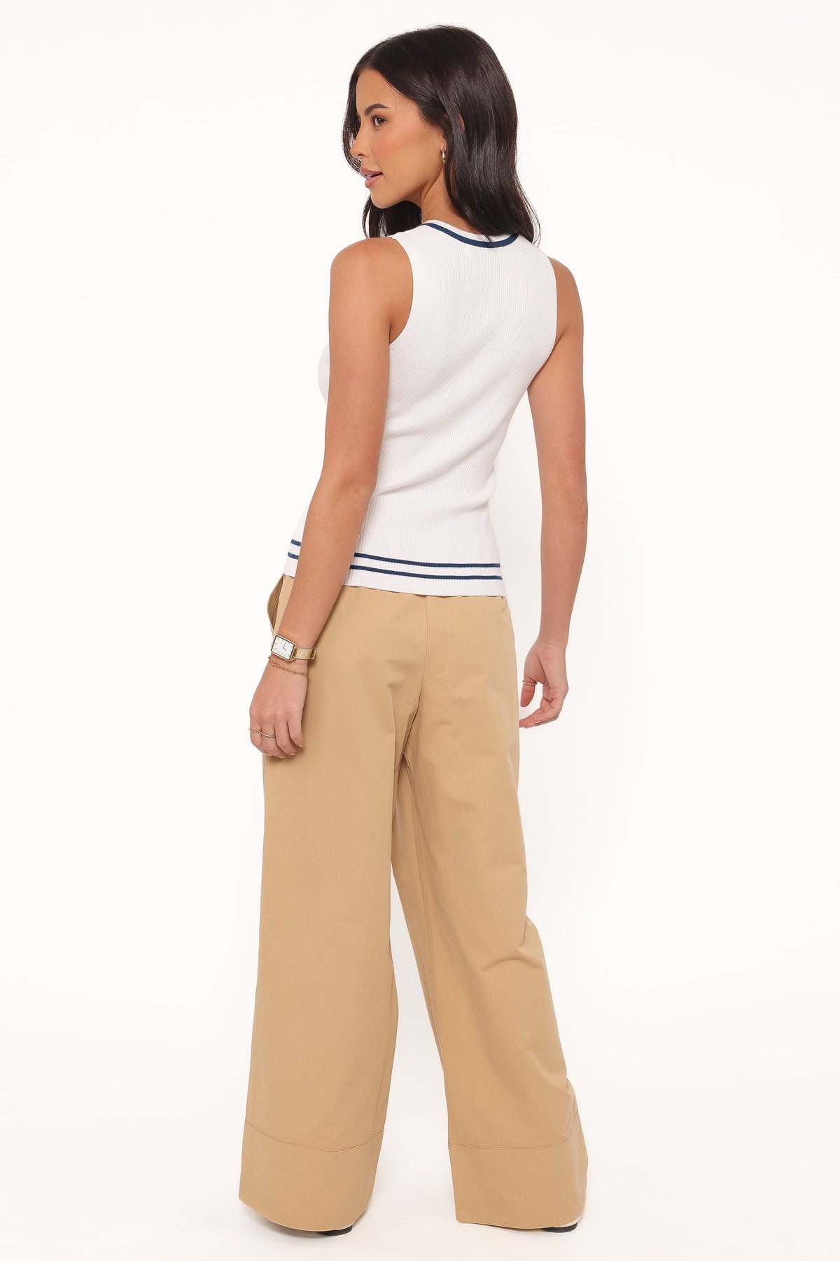 Wide Leg Cropped Pants - Taupe