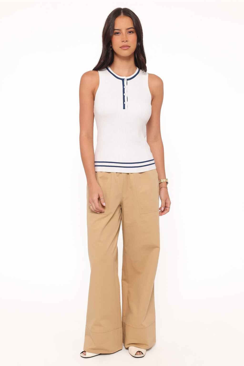 Wide Leg Cropped Pants - Taupe