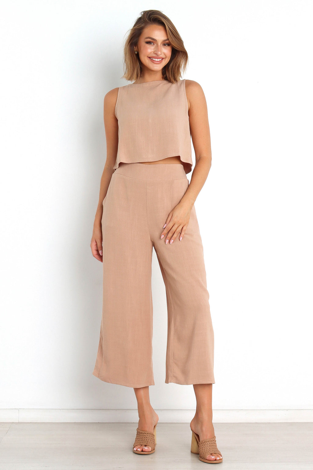 Pantalones de pierna ancha - marrón