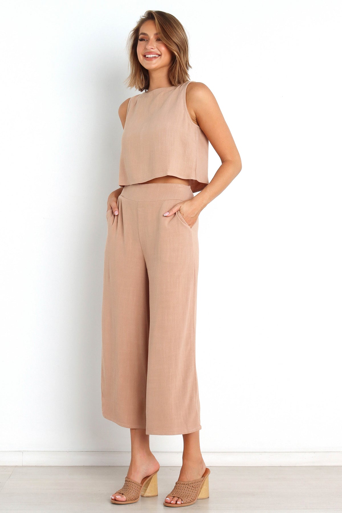 Pantalones de pierna ancha - marrón