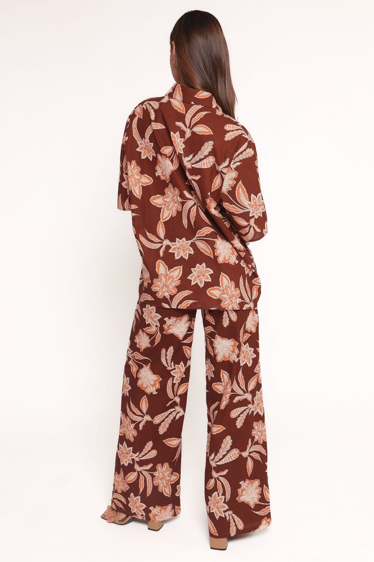 Wide Leg Pants - Orange Floral
