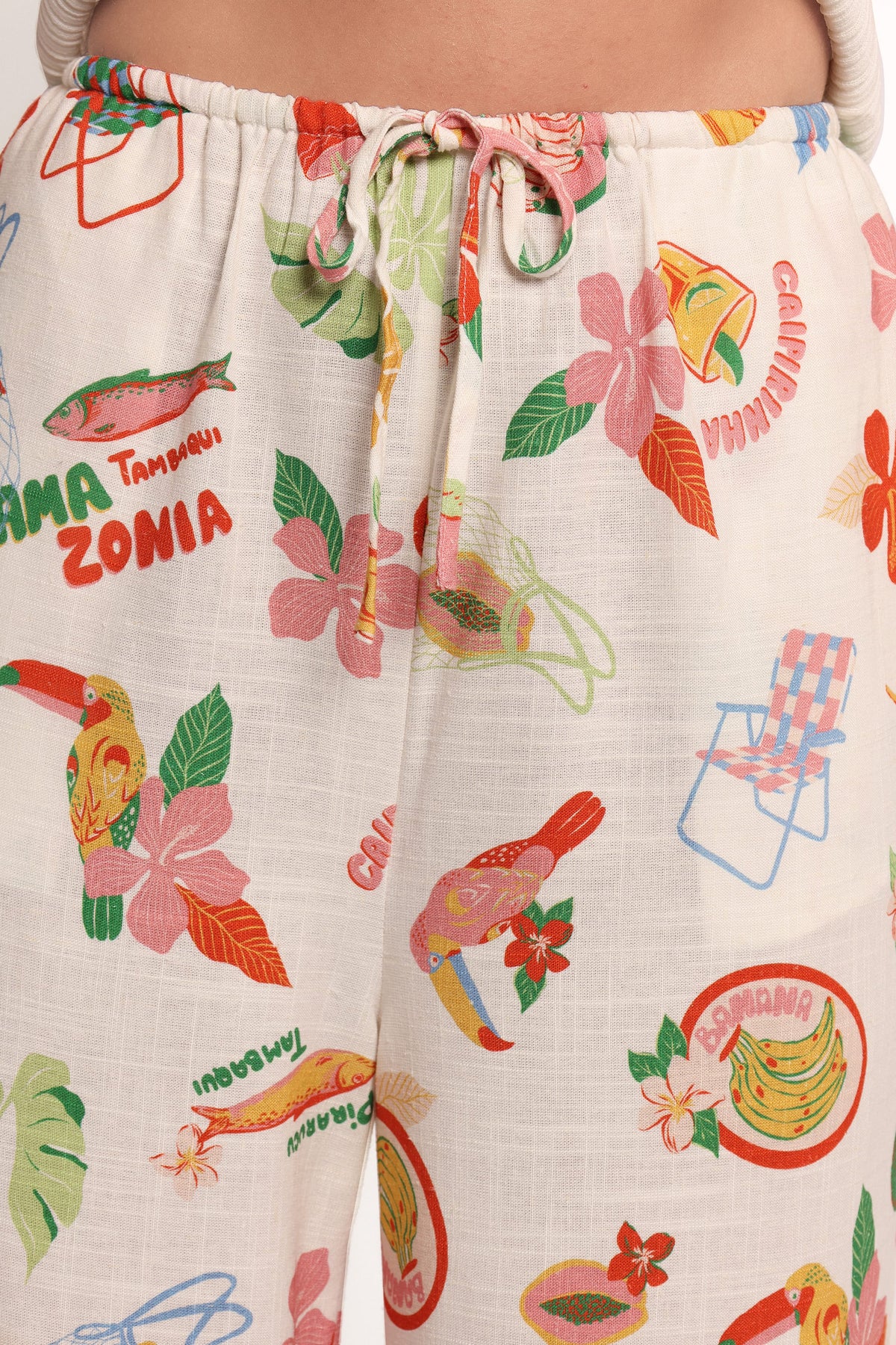 High Waist Pants - Tropical Print