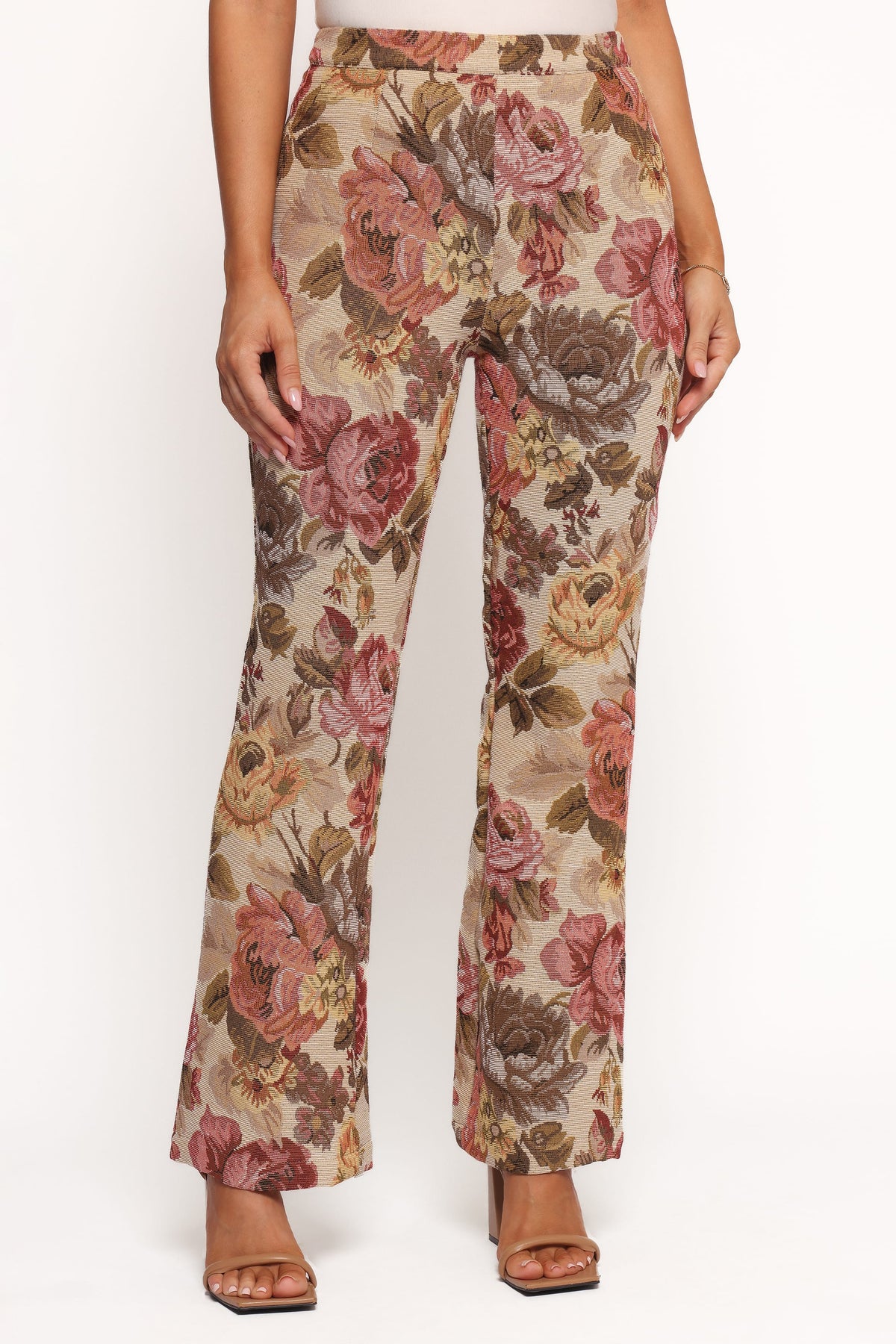 Flare Pants - Floral Brocade